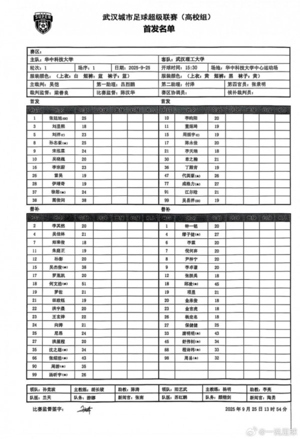 “汉超”高校组揭幕战，38岁蒿俊闵代表华中科技大学杆位