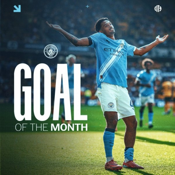 官方：赖因德斯对阵狼队的得分  当选曼城队内8月最佳得分