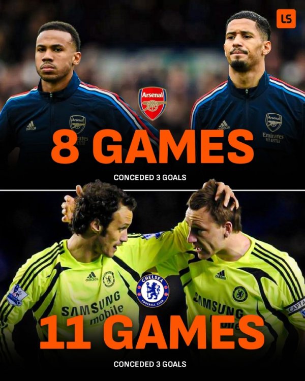 追逐记录  ？阿森纳8轮丢3球，04/05切尔西11轮丢3球